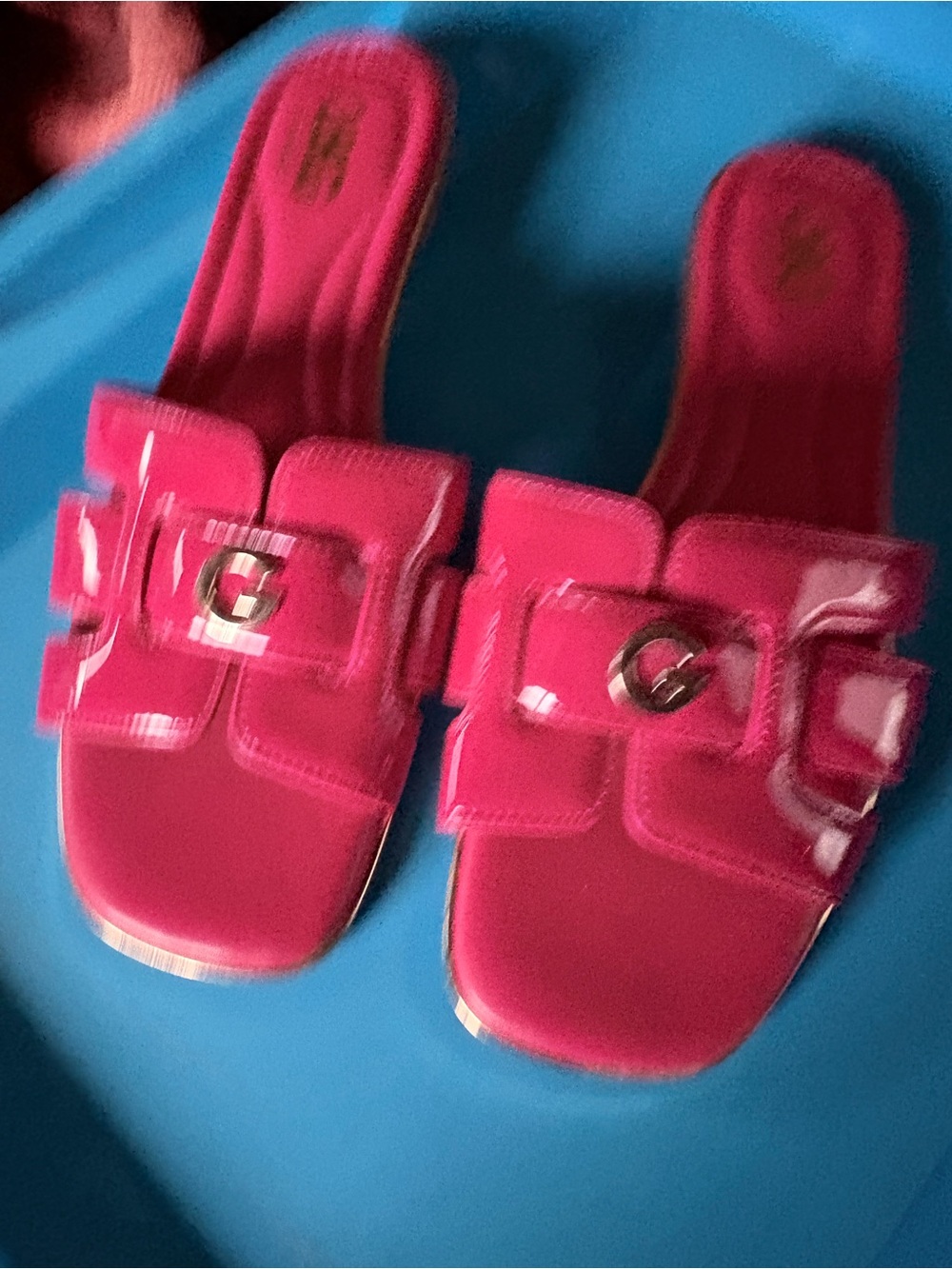 Women's red  Slide Sandals with Decorative Buckle